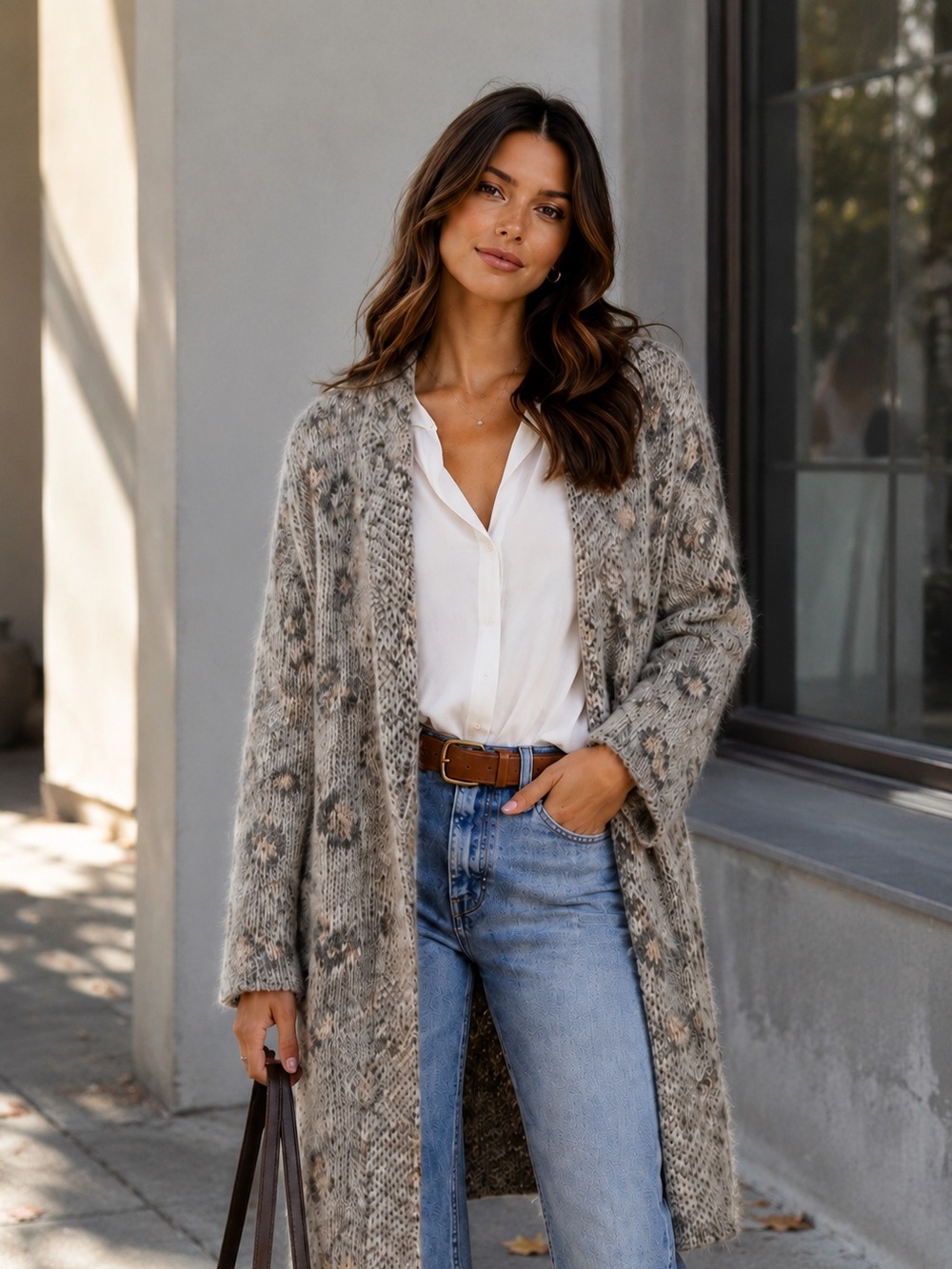 Cupcakes & Cashmere Leopard Patterned Sweater Coat – Size L